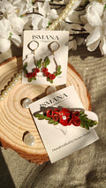 Winter Rose Hoop Earrings & Scarlet Rose Barrette