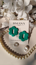 Emerald Groove Flower Studs